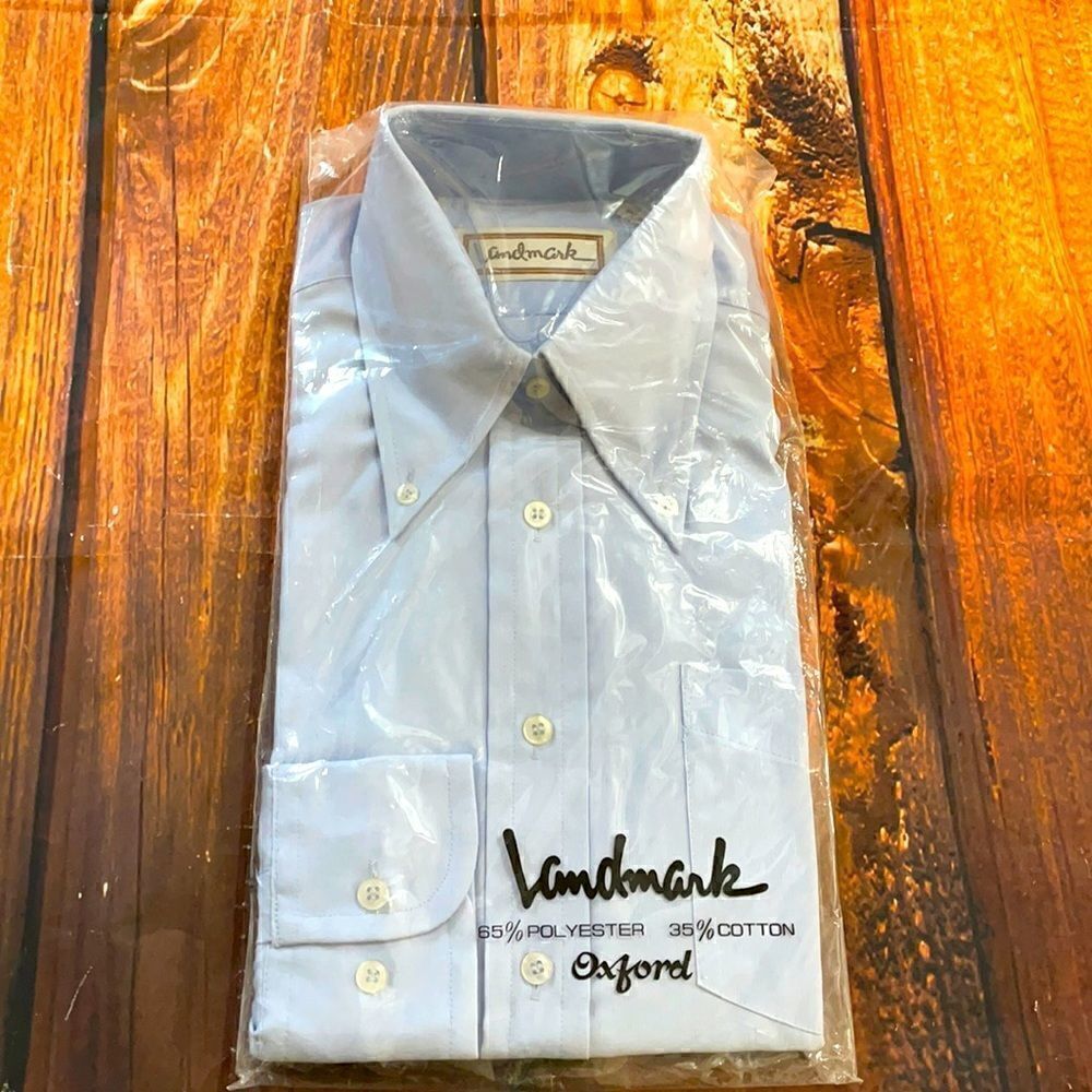 Vtg NWT Crisp Blue Dress Shirt